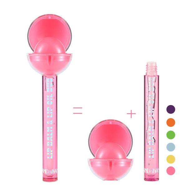 Lollipop Candy Tint Lip Balm Lip Oil Duo Bálsamos coloridos que mudam de cor Hidratante para lábios Maquiagem