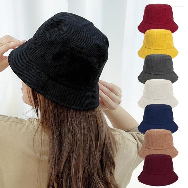 Berets Eimer Hut Frauen Herrencordfischer Retro Mode Herbst Winter Flach unten Bob Gorro Hip Hop Panama Hüte Kappen