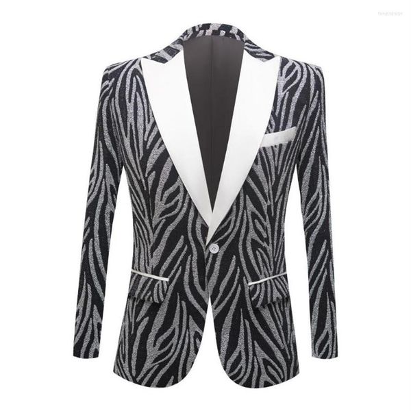 Ternos masculinos Shining Zebra Patterne Suit Jacket Singer Men's Host Stage Concert Formal Blazer Button Slim Fit Tuxedo2239