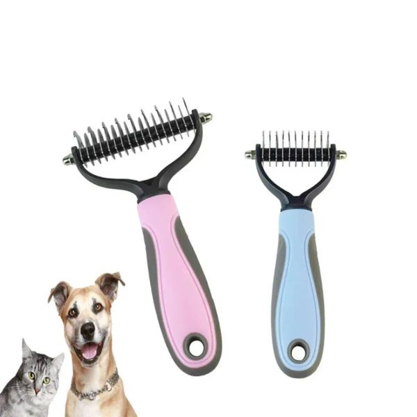 Neue Haustiere Beauty Tools Pelz Knotenschneider Hunde Pflege Schuppenwerkzeug Katzen Haarentfernung Kammpinsel doppelseitig Haustierprodukte Großhandel CC