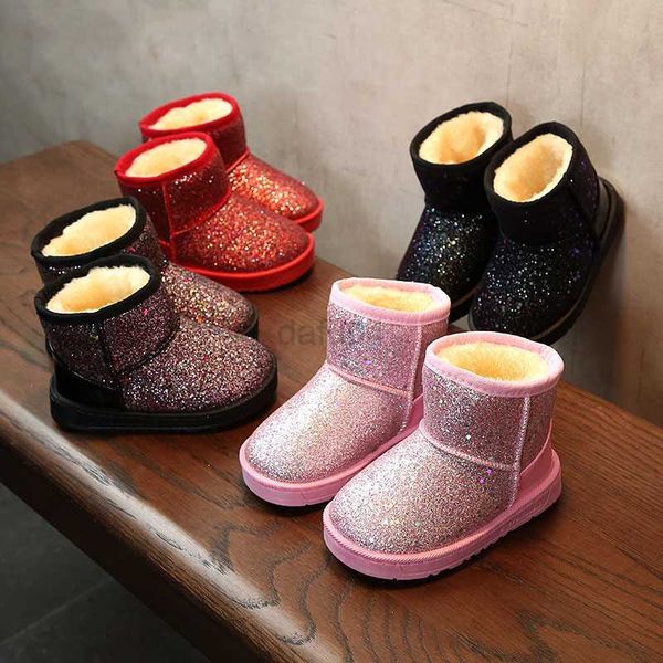 Botlar Yeni Varış 2021 Bling Kış Ayakkabıları Kızlar İçin Peluş Toddler Boy Boots Çocuklar Sıcak Bebek Kar Botları Çocuk Ayakkabı A11101 L0824