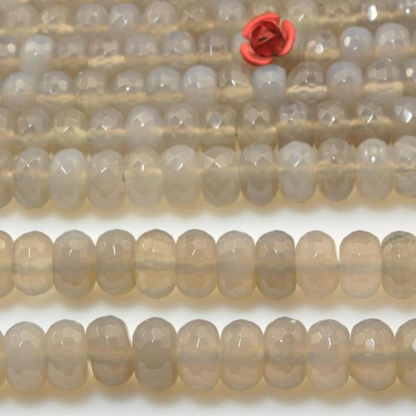 Pedras precárias soltas gemas de ágata cinza natural rondelle miçangas por atacado Jóias fazendo material semi -precioso