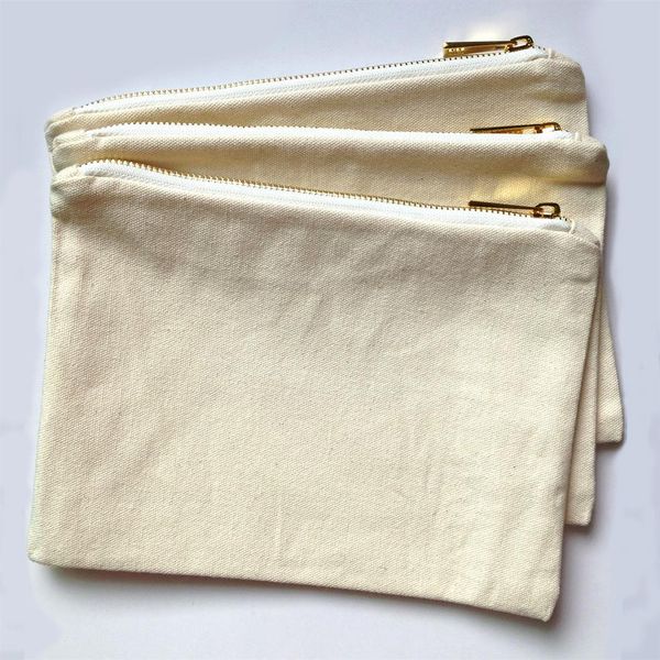 100 pçs / lote 7x10 polegadas em branco algodão natural saco de maquiagem de lona com forro de cor correspondente em branco saco cosmético para impressão diy estoque dh327k