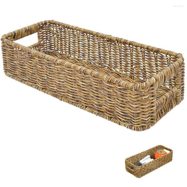 Set di stoviglie cestini intrecciati stagionamento organizzatore di posate per posate di posate rattan in plastica da cucina da cucina argenteria