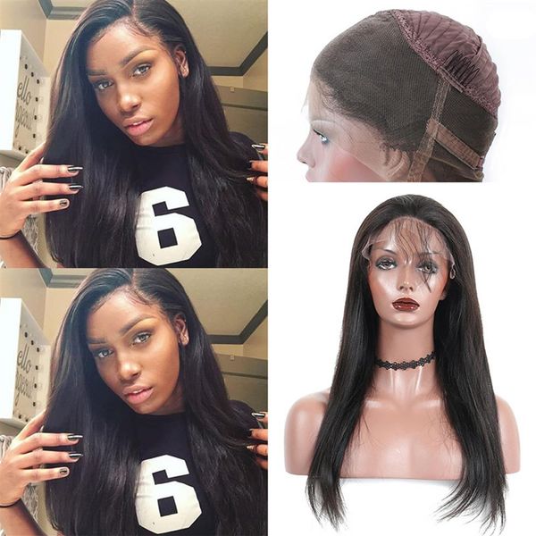 Cutícula de alta qualidade alinhada 360 Lace Frontal Human Hair Wigs para mulheres negras Straight barato 360 perucas de renda brasileira