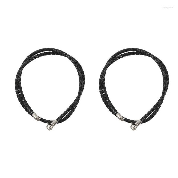 Collane a ciondolo 2x gioielli da uomo collana da uomo - cuoio da 3 mm in pelle inossidabile per uomo colore nero argento con sacchetto regalo 40 cm