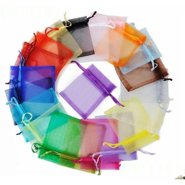 Bolsas de joalheria bolsas 7x9cm Small Organza Gift Bag Packaging Festa de casamento Favor de joias Drop Drop Display OTQFG