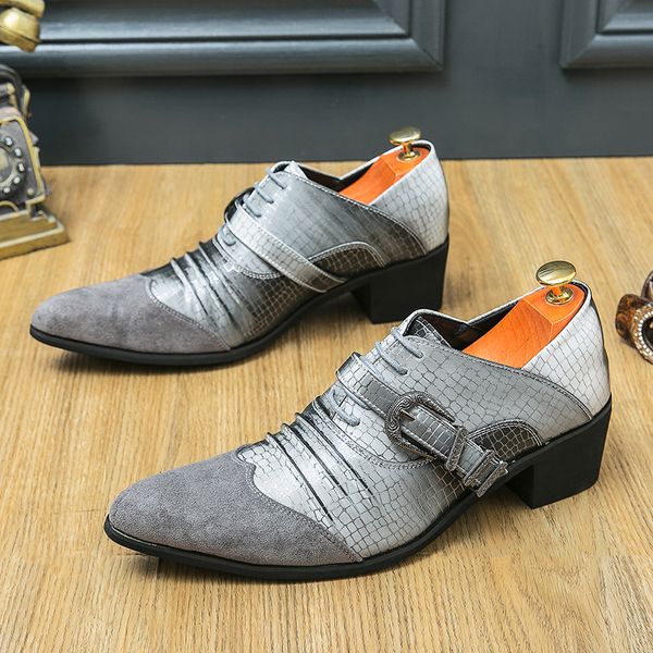 Novità da uomo in pelle verniciata patchwork grigio nero britannico scarpe da uomo con cinturino da monaco formale oxford da ballo di fine anno