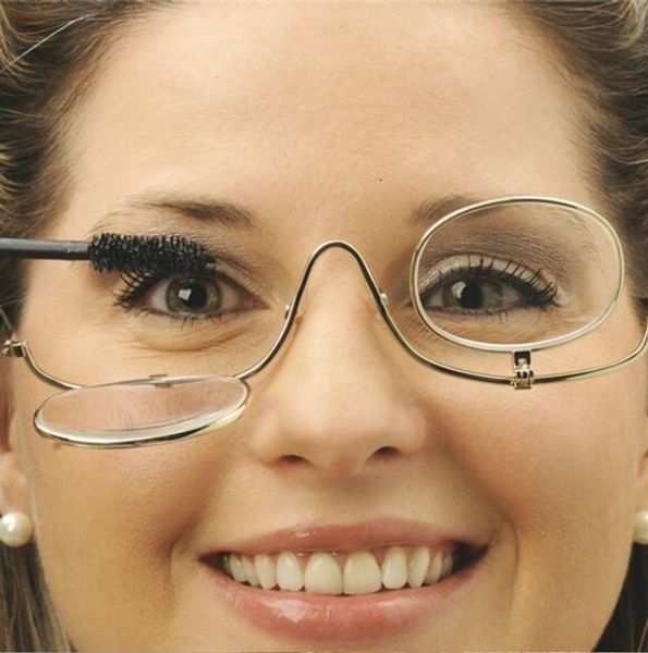 Güneş Gözlüğü Çerçeve Ayarlanabilir Flip 3x büyüteç çift 2 lens makyaj gözlükleri Kozmetik 10pcslot 230823