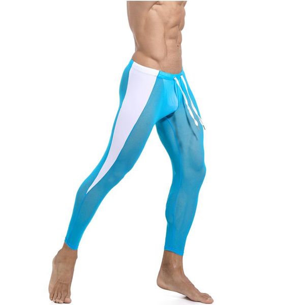 Definir meias de malha respiráveis ​​homens esportam leggings calças de compressão sexy fitness executando treino de treinar leggins