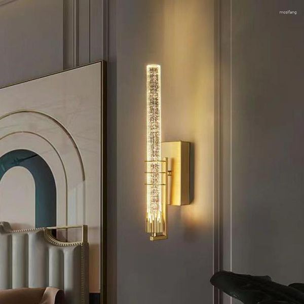 Duvar lambası Modern Lüks Kabarcık Kristal Led Proje Aydınlatma Uzun Şerit Sconce Eşsiz Başucu Wandlamp Ayna Banyo Işığı