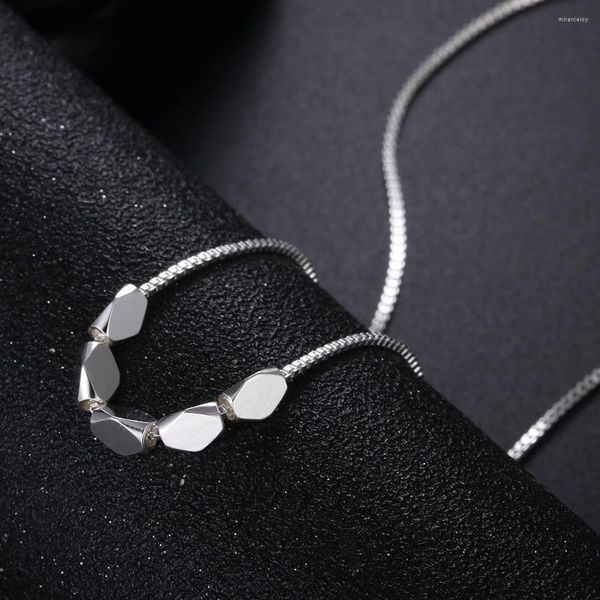 Chains Charms 925 Sterling Silver Box Chain Simple Geometry Beans Collana a sospensione per donne Regalo per feste per feste nobili