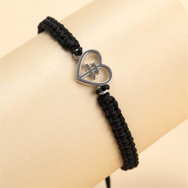 Charme Pulseiras Yeyulin Red Thread String Cobre Bead Pulseira para Mulheres Coração Preto Corda Trançada Ajustável Homens Amante Jóias Presente