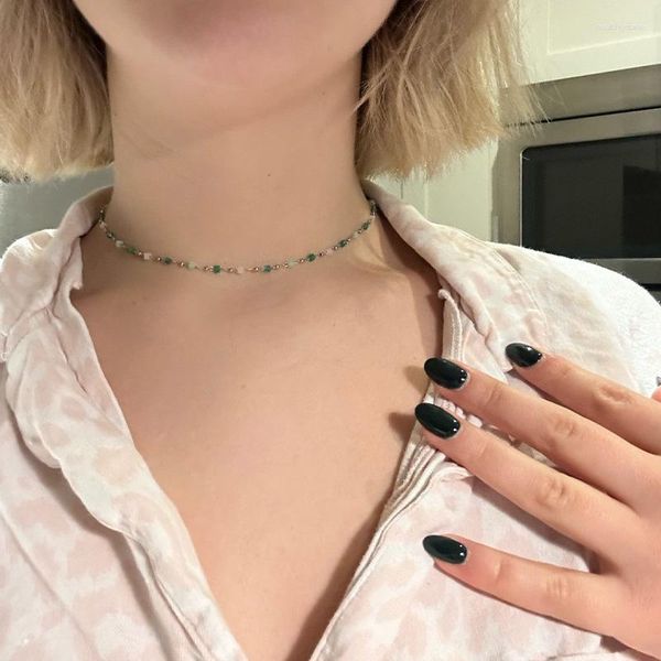 Catene Collana girocollo con catena di perline colorate bohémien per donna Gioielli quadrati geometrici sul collo Accessori per feste estive