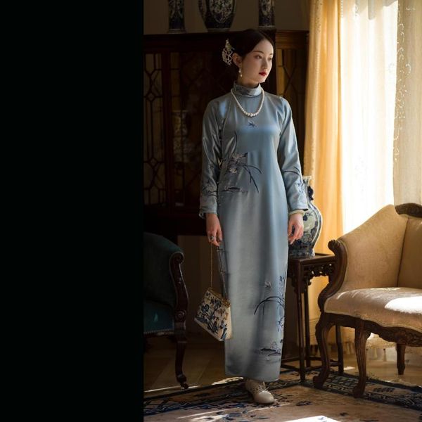 Этническая одежда Yichengfengxu Vintage Blue Stand воротнич