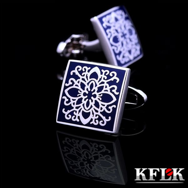 Abotoaduras KFLK jóias Moda camisa azul abotoadura para homens Marca Cuff link Botão Qualidade Luxo Casamento Noivo Masculino convidados 230824