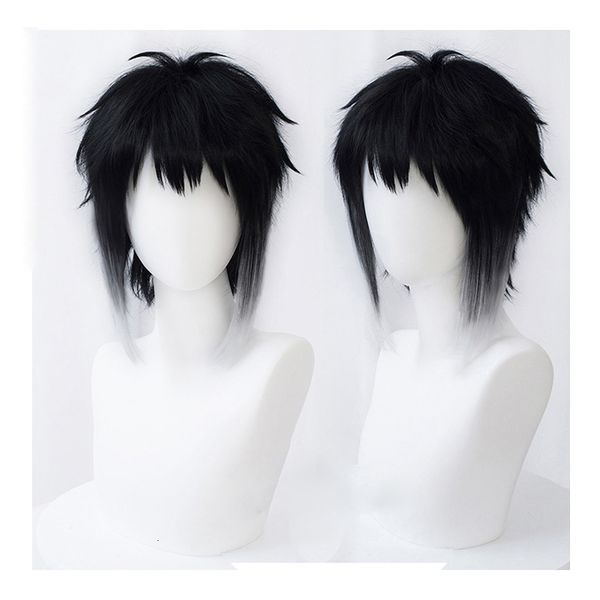 Cosplay peruklar Bungo Bungou Sokak Köpekleri Ryunosuke Akutagawa Kısa Siyah Beyaz peruk dayanıklı saç cosplay kostüm peruk peruk kapağı 230824