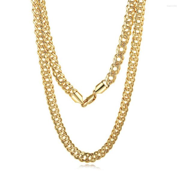 Ketten Hoyon 18 Karat Gold Farbe Hip Hop Kubanische Kette Halskette für Männer Hochzeit Schmuck Vakuum Große 56 cm Länge Rap