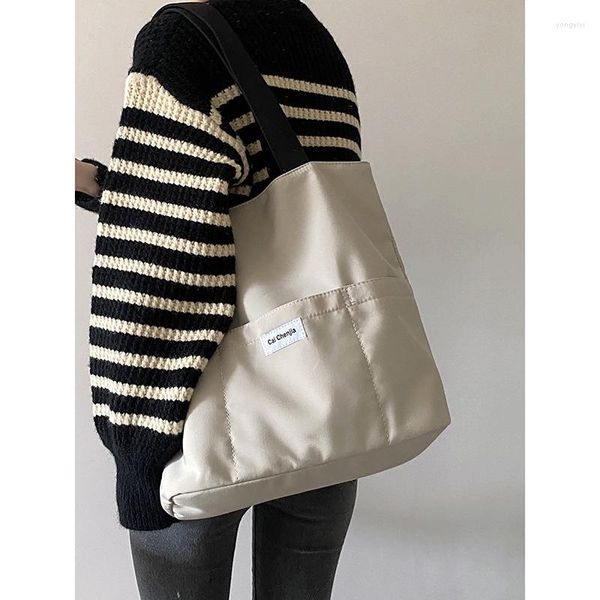 Avondtassen Dames Nylon Tote Schouder Grote capaciteit Canvas Handtassen Vrouwelijke Casual Reistas Effen Doek Winkelen Schoolboekentas