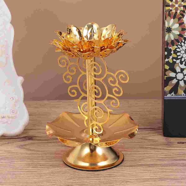 Titulares de vela 4/5 polegadas chá luz ferro flor liga dourada lâmpada de óleo para casa templos sala de estar decoração