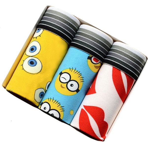 Подчинения 3PCSLOT Boxer Sworks Man Lovely Men Boxers Cartoon Cartoon Men's Funny Candies с припечатками в дышащем сексуальном нижнем белье для мужчин 230824