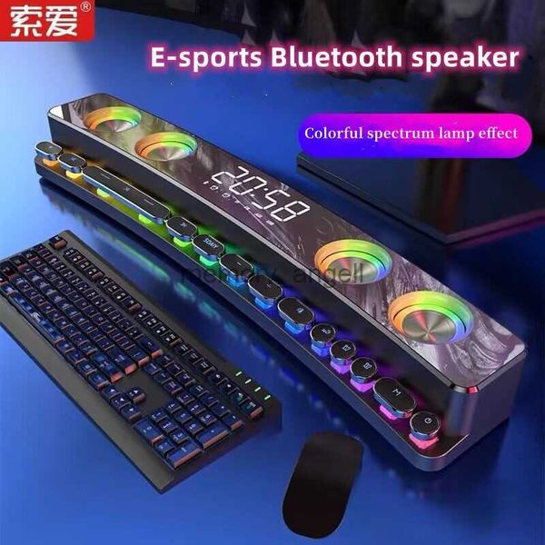 SOAIY SH39 Alto-falante sem fio Bluetooth RGB Game TV Bass HIFI Stereo Surround Speaker USB/AUX/TF/PC Sistema de alto-falante para jogos de computador HKD230825