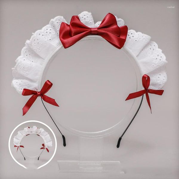 Articoli per feste Fascia per capelli stile Lolita giapponese cameriera Anime Cosplay Dolce fatto a mano 5 colori Fiocco in pizzo Fiore Accessorio per capelli per ragazze