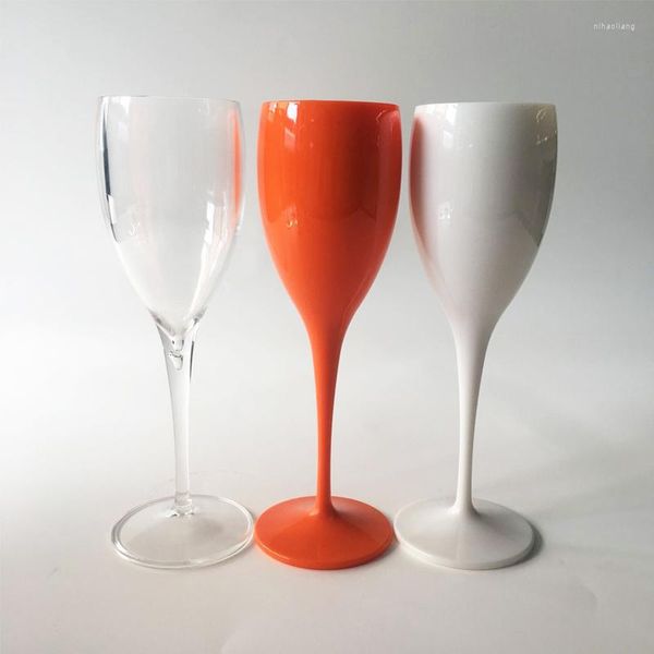 Weingläser, 1 Tasse, Champagnerflöten, PC-Kunststoff, spülmaschinenfest, weißes Acrylglas, transparent, orange