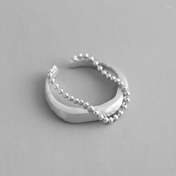 Cluster Ringe Trendy 925 Sterling Silber Ring Ins Perlenkette Doppelschicht Thai Unregelmäßig Einstellbar Für Frauen Damen Edlen Schmuck