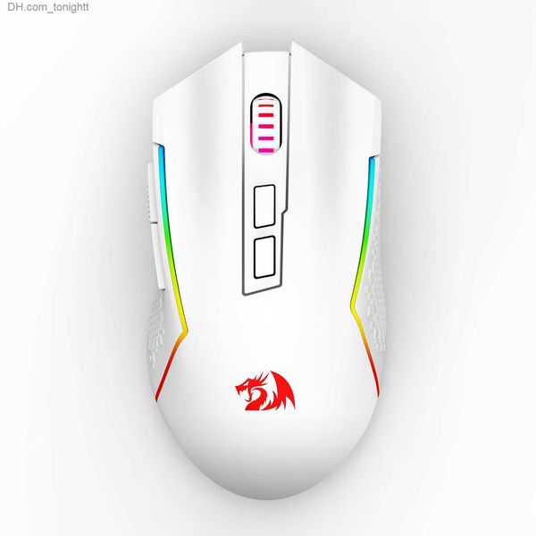 Redragon M693 Wireless/Wired BT 2.4G Bluetooth Gaming 8000 DPI Mouse Conexão de 3 modos RGB Backlight para PC/Mac/Laptop Branco Q230825