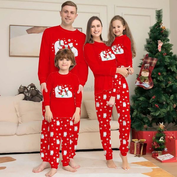 Passende Familien-Outfits Passende Familien-Outfits Mutter Kinder Bär Rote Weihnachtspyjamas Sets Kindernachtwäsche Weihnachtsnachtwäsche Homewear Kinderpyjamas 230825