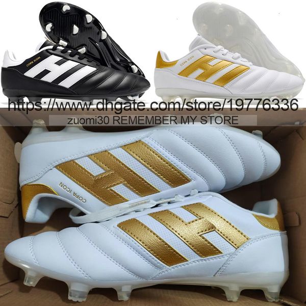 Invia con borsa Scarpe da calcio di qualità Copa Mundial Icon FG Tacchetti da calcio per uomo Terreno solido Pelle morbida Allenamento confortevole Scarpe da calcio in oro bianco nero US 6.5-11.5