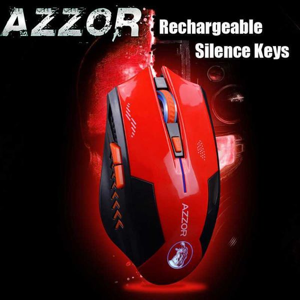 Azzor recarregável sem fio iluminar mouse de computador jogos 2400 dpi 2.4g fps gamer silêncio bateria de lítio build-in q230825