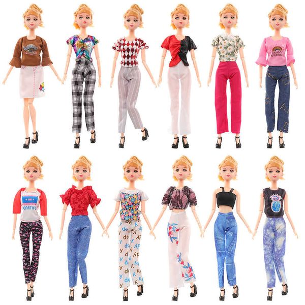 Toptan karışım 10pcs 30cm bebek giyim kıyafetleri barbie amerikan kız değiştirme oyuncak giysileri pantolon