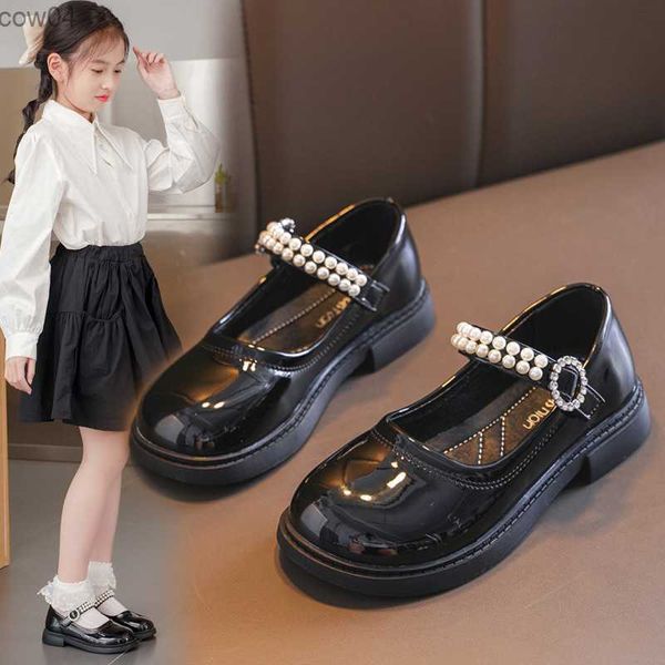 Sapatos lisos escola estudante preto sapatos de couro branco meninas moda princesa sapatos 3-12 anos de idade crianças desempenho vestido sapatos crianças l0825