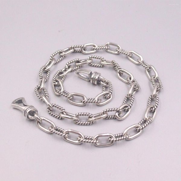 Catene in argento sterling massiccio 925 da 8 mm con catena a maglie grandi, collana da uomo da 21,6 pollici