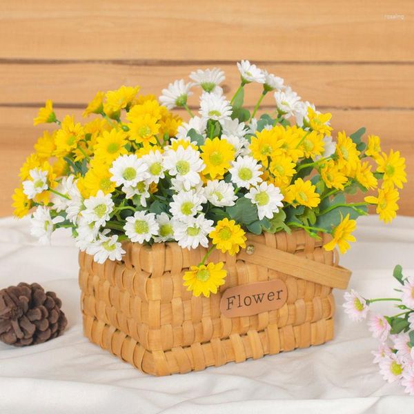 Flores decorativas outono seda artificial margarida pequeno buquê vasos de flores de casamento para decoração de casa produtos domésticos de natal