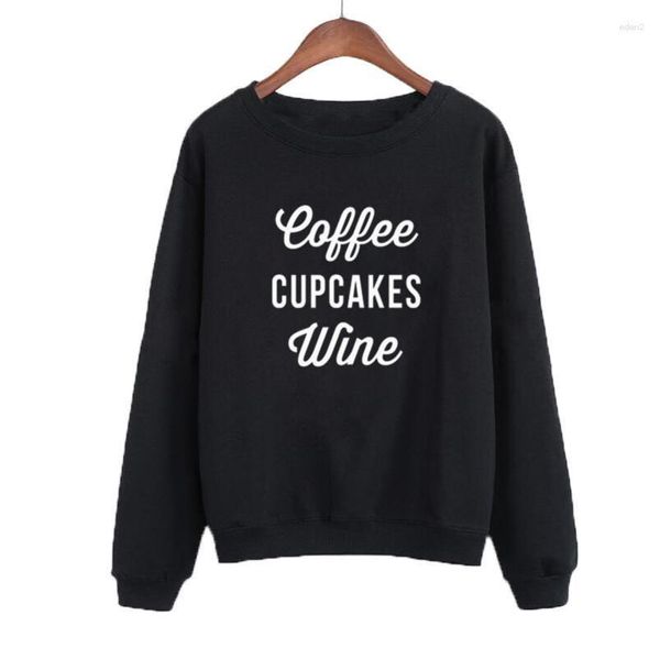 Damen Hoodies Lustiges Sweatshirt Frauen Pullover Kaffee Cupcakes Wein Lässiger Felmae Trainingsanzug Herbst Rundhalsausschnitt