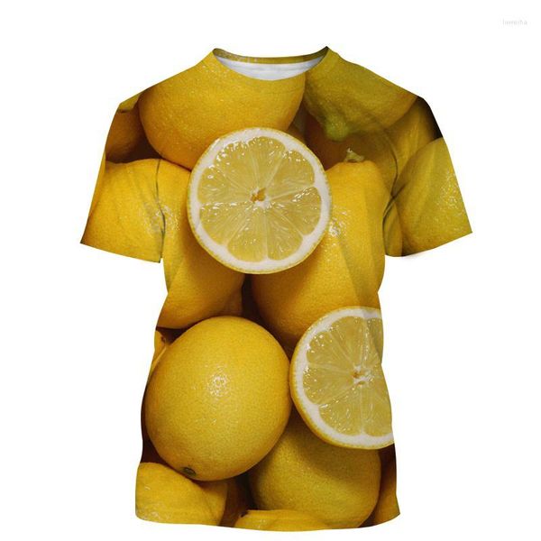 Мужские футболки Summer Fashion Personality Fun Lemon Graphic для мужчин повседневное харадзюку тренд напечатано O-образное с коротким рукавом топы уличной одежды