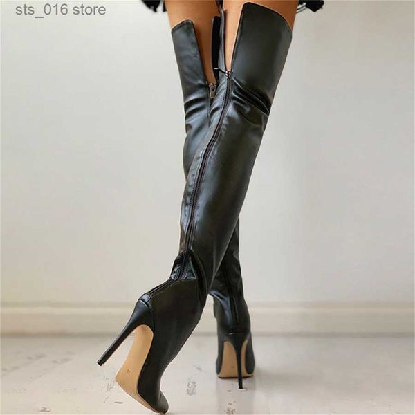 Stiefel Plus Größe 40-46 Sexy Overknee Stiefel 2023 Frauen High Heels Schuhe Damen Oberschenkel Hohe Stiefel Frühling lange Stiefel Weibliche Schuh T230824