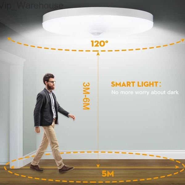 Sensor de movimento luz teto casa interior corredor luzes led sala estar luminária circular lâmpadas inteligentes lâmpada lustre teto hkd230825