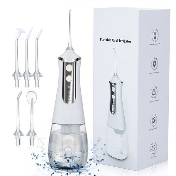 Outra higiene oral irrigador portátil água flosser ferramentas de jato dental escolher dentes de limpeza 350ml 5 bocais máquina de lavar a boca 230824