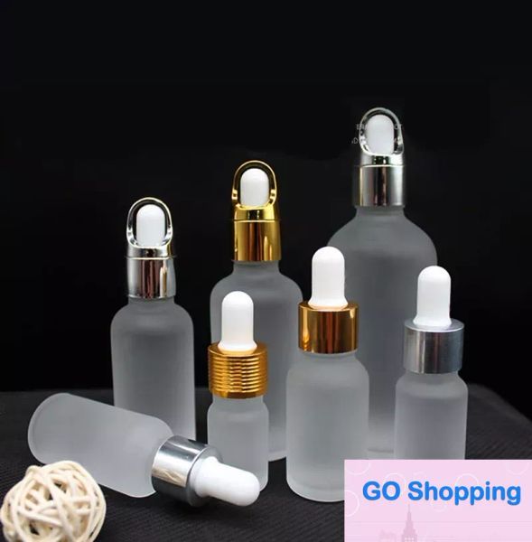 Frascos conta-gotas de vidro fosco clássico, 15 20 30 50 ml, frascos conta-gotas de óleo essencial, frascos de pipeta de perfume, recipientes cosméticos para viagens, faça você mesmo