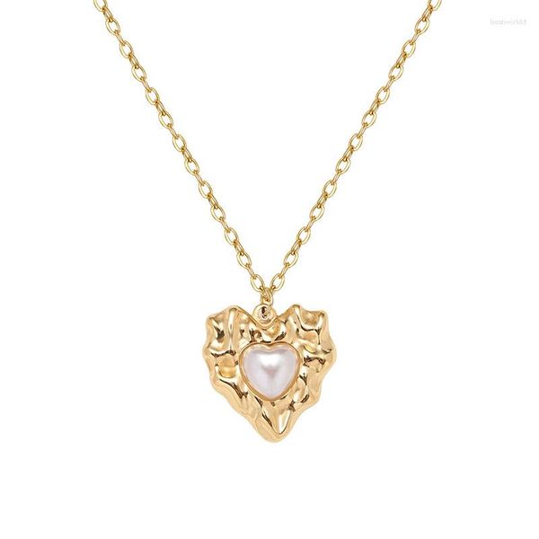 Catene DAYIN Collana a catena con clavicola color oro per donna Coppia moda creativa irregolare AMORE ciondolo a forma di cuore regalo di gioielli per feste