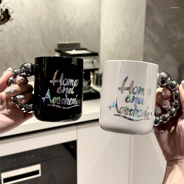 Tassen Licht Luxus Kreative Tasse Hochwertige Laser Keramik Nordic Stil Souvenir Verbrannt Paar Tasse