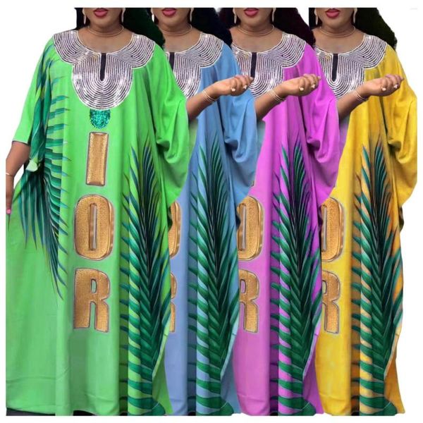 Ethnische Kleidung Muslim mit Headtie Kleid Afrikanische Kleider für Frauen Traditionelle Nigeria Pailletten Kaftan Abaya Robe Islamische Tradition Kleidung