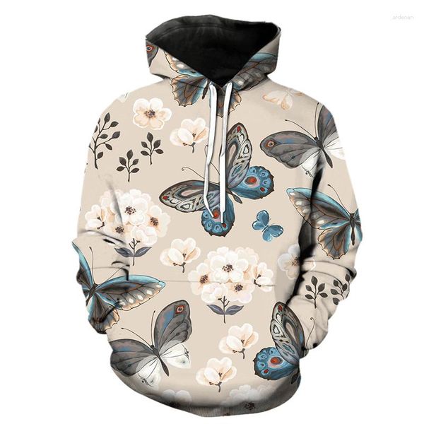 Felpe con cappuccio da uomo Autunno Inverno Uomo Donna Felpa con cappuccio Squisito cartone animato Farfalla Felpa stampata 3D Moda Streetwear Bambini Hip Hop