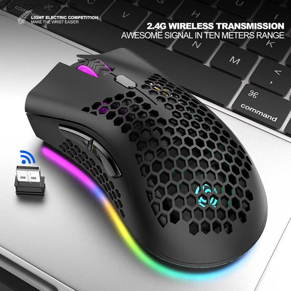 BM600 wiederaufladbare Gaming-Maus 2,4 GHz USB-Empfänger drahtlose Verbindungsmäuse 1600 DPI verstellbare Hohlwaben-Gamer-Mäuse Q230825