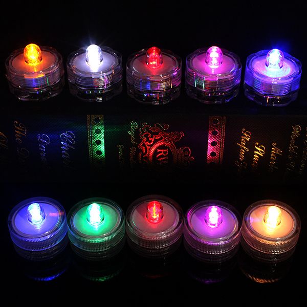 Подводной мерцающий мерцающий плавкий светодиодный чай Tealight Tealight Водонепроницаемые свечи световые батареи на свадьбе