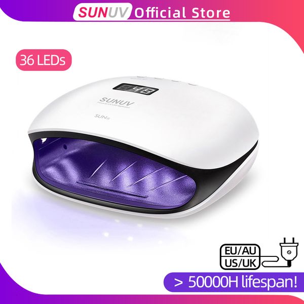 Маленькие светодиодные лампы сушилки для ногтей SUNUV SUN4 48W LAMPS с ЖК -дисплеем Умная ультрафиолетная ультрапировка ногтей